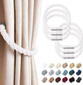 NICEEC 6 Pack Strong Magnetic Curtain Tiebacks Modern Simple Style Drape Tie Backs Convenient Decorative Weave Rope Curtain Holdbacks for Thin or Thick Home & Office Window Draperies (Silver White)