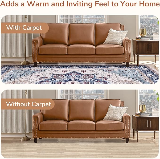 OPPODREAM Soft Area Rugs 3x5, Washable Rugs with Non Slip Backing, Low-Pile Throw 3x5 Carpet, Faux Cashmere 3 x 5 Carpet, Navy Blue & Red & Cream