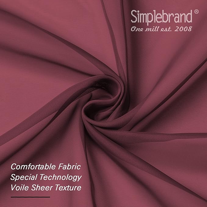 Simplebrand Red Sheer Panles 72 Inches Long 2 Panels for Living Room, Rod Pockets Airy Window Treatments Voile Sheer White Curtains Panels Lightweight for Front Back Patio Glass Door, 42" Width