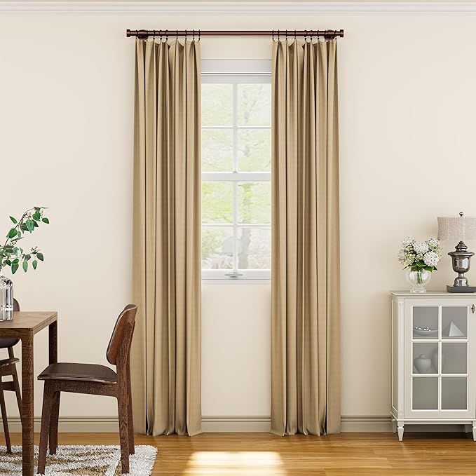 YaFex Heavy Duty Curtain Rods 32-60 Inch, 1 Inch Adjustable Curtain Rod for Windows, Bronze Short Window Treatment Rods with Aluminium Finials, Easy Installation