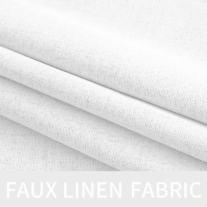 MIULEE Linen Textured Curtains Solid 100% Blackout for Bedroom Thermal Insulated Bright White Grommet Room Darkening Curtains & Drapes Luxury Decor for Living Room Nursery 52 x 72 Inch (2 Panels)