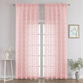 Chyhomenyc Extra Long Blush Pink Sheer Curtains 108 Inch Length 2 Panels Set, Light Filtering Tufted Textured Soft Airy Rod Pocket Gentle Leaf Window Treatment Drapes for Living Room, 52"Wx108"L, 2PCS