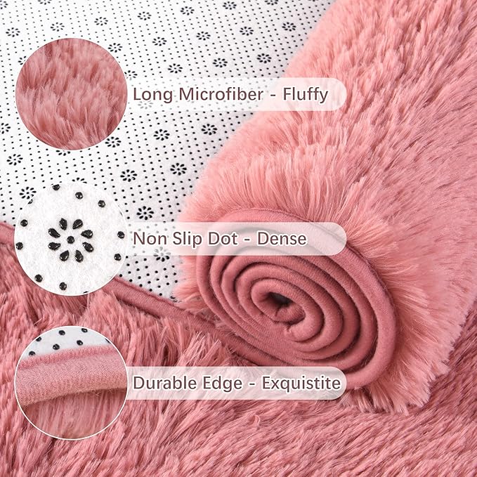 Chicrug Soft Runner Rug for Bedroom Living Room Plush Fluffy Rug 2x10 Feet, Shag Furry Runner Carpet Non Shedding for Nursery Children Kids Girls Room Home Decorative, Blush
