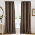 RYB HOME Natural Linen Sheer Curtains 84 inches Long for Bedroom and Living Room, Back Tab/Rod Pocket, Light Filtering Sheer Curtains and Drapes, Brown, W 52 x L 84 inches, 2 Panels Set