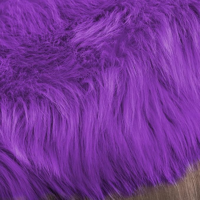 Latepis Fluffy Shag Purple 3x5 Rugs Washable Faux Fur Rug Furry Carpet for Living Room Dorm Floor Rugs Plush Soft Rug Room Decor Rectangle