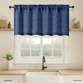 OVZME Navy Blue Valance for Windows, Light Filtering Faux Linen Textured Small Kitchen Valances for Windows, Dual Rod Pocket Farmhouse Short Curtain for Bathroom Basement, 60Wx22L inch, 1 Piece