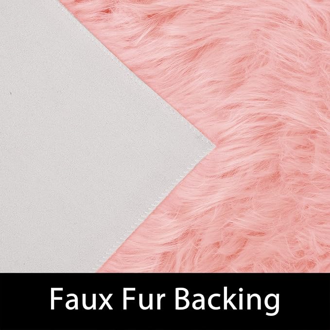 Latepis 3x4 Area Rug, Faux Fur Sheepskin Rug for Living Room, Fuzzy Rugs for Teen Girls Bedroom, Luxury Room Decor, Fluffy Pink Rug, Rectangle