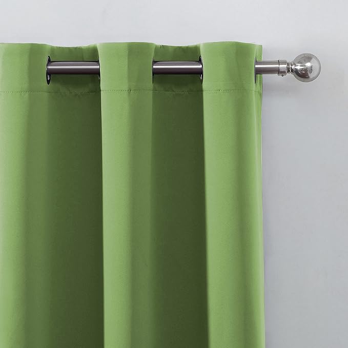 LEMOMO Light Green Thermal Blackout Curtains/42 x 72 Inch/Set of 2 Panels Room Darkening Curtains for Bedroom