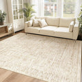 6x9 Area Rugs for Living Room: Washable Moroccan Geometric Boho Rug Farmhouse Non Slip Stain Resistant Large Rug Low Pile Soft Carpet for Bedroom Dining Room Home Office Children Room (Beige,6'x9')