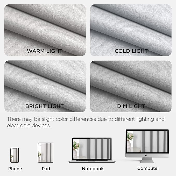 Joydeco Blackout Patio Sliding Door Curtains 72 Inches Long, Grommet Privacy Room Divider Curtains, Extra Wide Thermal Blackout Drapes for Bedroom Living Room (Greyish White, 60Wx72L, 1 Panel)