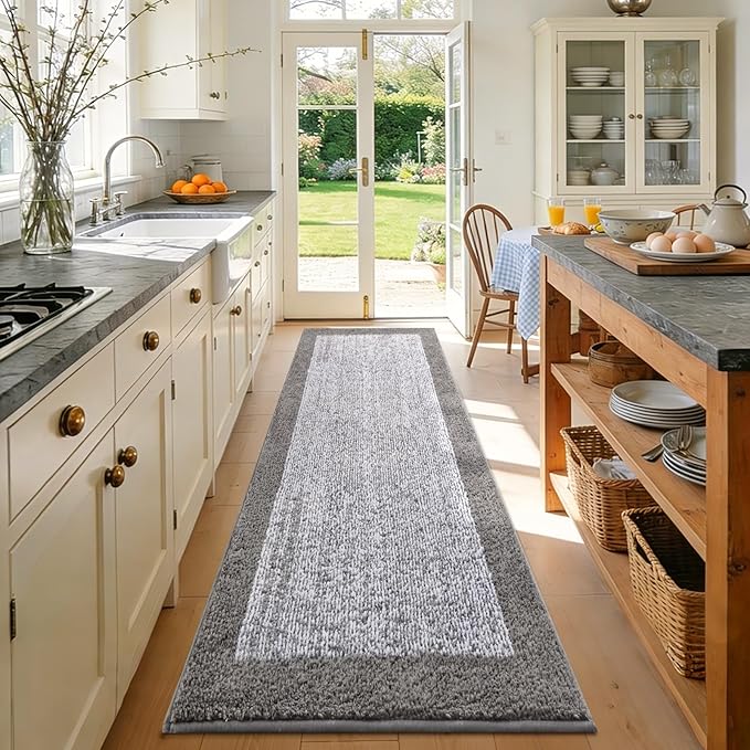 70x24 Long Bathroom Rugs Washable Non Slip, Light Grey Bath Mat for Bathroom Floor Tub, Soft Absorbent Quick Dry Mats for Shower, Bathtub,Home Decor