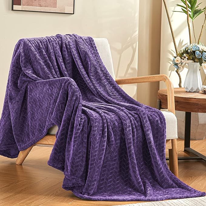 inhand Fleece Throw Blanket, Super Soft Fuzzy Blanket for Couch Sofa Bed Office, Cozy Plush Fleece Blanket Throw Size, Washable Lightweight Flannel Blankets Throw for All Season(50”x60”,Purple)