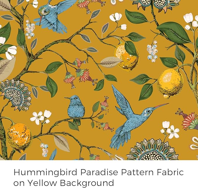 Extra Long 108 Inches Curtains for Large Window Luxury Mustard Yellow Floor To Ceiling Blackout Vintage Floral Hummingbird Fancy Grommet Drop Cloth Damask Drape for Living Room Dining 2 Pages 9FT