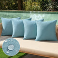 MIULEE Pack of 4 Decorative Outdoor Throw Pillow Covers Linen Waterproof Pillow Covers Farmhouse Cushion Cases for Patio Garden Tent Balcony Couch Sofa 16x16 inch Blue Gray