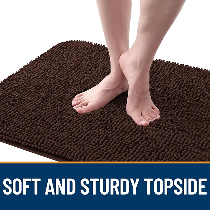 OLANLY Dog Door Mat for Muddy Paws 70x35, Absorbs Moisture and Dirt, Absorbent Non-Slip Washable Doormat, Quick Dry Chenille Mud Mat for Dogs, Entry Indoor Entryway Carpet for Inside Floor, Brown