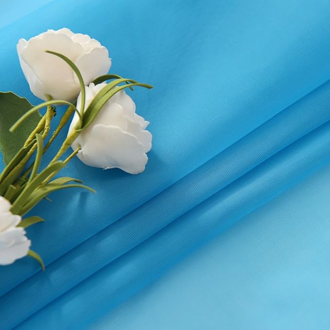 SpaceDresser Basic Rod Pocket Sheer Voile Window Curtain Panels Cyan Blue 1 Pair 2 Panels 52 Width 96 Inch Long for Kitchen Bedroom Children Living Room Yard(Cyan Blue,52 W x 96 L)