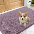OLANLY Dog Door Mat for Muddy Paws 30x17, Absorbs Moisture and Dirt, Absorbent Non-Slip Washable Doormat, Quick Dry Chenille Mud Mat for Dogs, Entry Indoor Entryway Carpet for Inside Floor, Deep Plum