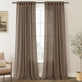 Chocolate Brown Linen Curtain 108 inch Length 2 Panels Back Tab Light Filtering Living Room Curtain Drapes Home Office Modern Minimalist Decor Farmhouse Boho Neutral Semi Sheer Curtain 108 inch Long