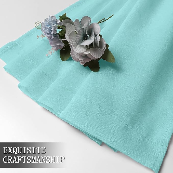 Tollpiz Sheer Curtains Linen Textured Bedroom Curtain Sheers Light Filtering Rod Pocket Voile Curtains for Living Room, 54 x 84 inches Long, Crystal Blue, Set of 2 Panels