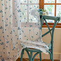 AmHoo 2 Panels Embroidered Leaf Pattern Semi Sheer Curtains Foliage Floral Voile Window Draperies Treatment for Bedroom Living Room Rod Pocket White Teal 53 x 63 Inch