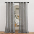 NICETOWN Charcoal Grey Living Room Curtains 84 inch Long, Grommet Linen Blend Semi-Sheer Window Drapes Privacy with Light Filtering for Bedroom/Cottage, W36 x L84, 1 Pair