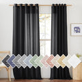 NICETOWN Linen Sheer Black Curtains for Boys Room, Grommet Semi Sheer Privacy with Light Through Linen Blend Window Drapes for Living Room/Sliding Glass Door, W70 x L96, 2 Pieces