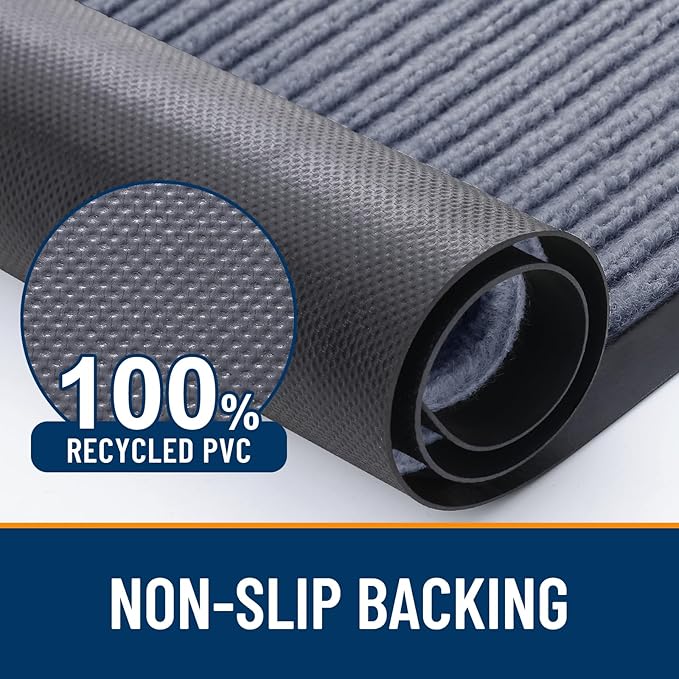 OLANLY Front Door Mat Indoor Outdoor Entrance, 2-Pack 35 x 23 Inch, Waterproof Heavy Duty Doormat, Fade Resistant, Low Profile, Easy Clean Patio Porch Welcome Floor Mats for Entry, Ash Grey