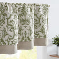 jinchan Linen Valance Curtain for Kitchen Vintage Damask Floral Blackout Valance Double Layer Small Window Curtain for Living Room Bedroom Bathroom 18 Inch Rod Pocket 1 Panel Sage Green on Beige