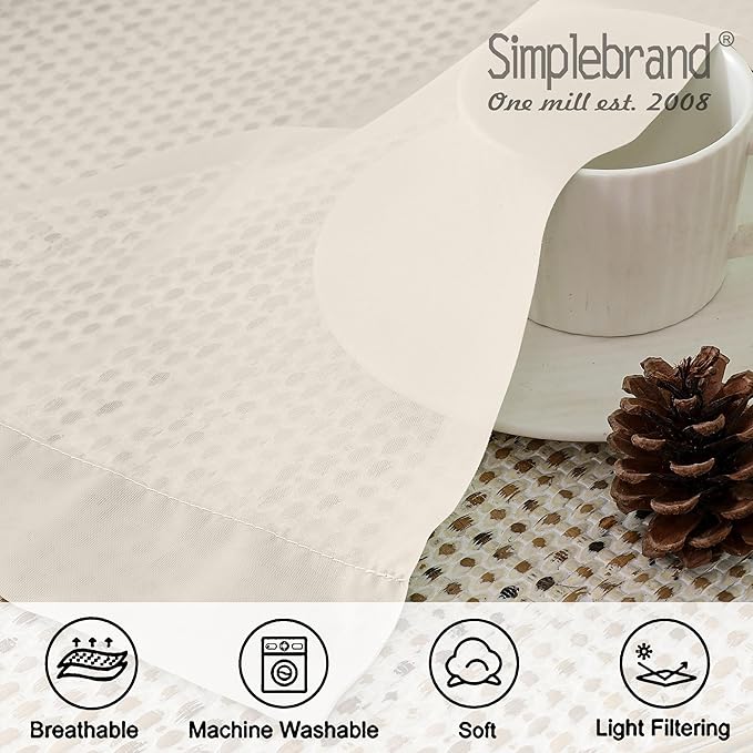 Simplebrand Cream Sheer Curtains 96 Inches Long 2 Panels, Light Filtering Rod Pocket Solid Color Window Sheer Curtain Panels, Elegant Curtains & Drapes for Living Room, Bedroom, 42" W x 96" L