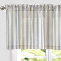 jinchan Striped Valance Farmhouse Window Treatment Linen Textured Drapes for Small Windows Kitchen Living Room RV Vintage Light Filtering Valance 16 Inch Rod Pocket 1 Panel Blue on Linen