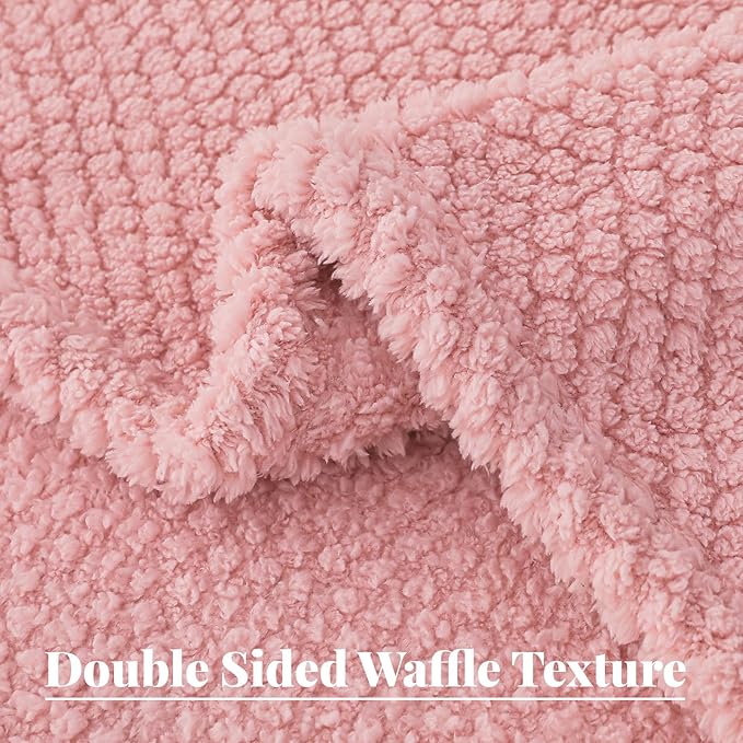 Whale Flotilla King Size Fuzzy Fleece Blanket for Bed, 90x104 Inch Fluffy Warm Soft Jacquard Blankets for All Season, Lightweight and Cozy, Pink