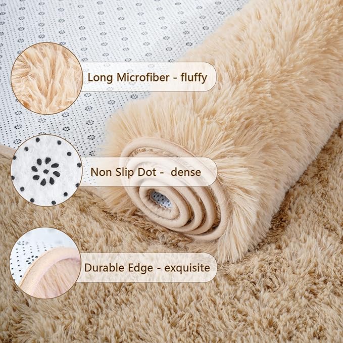 Chicrug Soft Runner Rugs for Bedroom Living Room Plush Fluffy Rug 3x10 Feet, Shag Furry Area Rug Carpet Non Shedding for Nursery Children Kids Girls Room Home Decorative, Camel