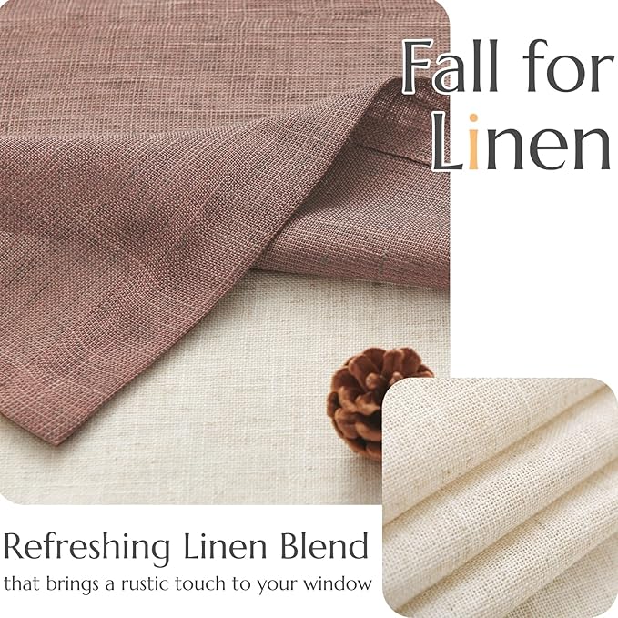 jinchan Linen Valance for Farmhouse Living Room Windows 16 Inch Slubbed Crossed Double Layer Window Valance Light Filtering Rustic Country Overlay Rod Pocket 1 Panel Brown