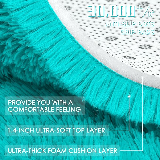OLANLY 8x10 Machine Washable Large Area Rugs for Living Room, Bedroom, Soft Fluffy Shaggy Bedside Rug, Indoor Floor Carpet for Kids Girls and Boys, Dorms, Nursery, Home Decor Aesthetic, Teal Blue