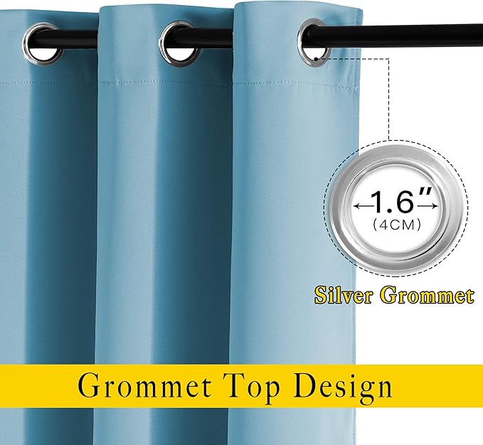 NICETOWN Room Darkening Curtains Extra Long 102 Inches - Grommet Thermal Insulated Weighted Window Drapes Sound Reducing for Living Room/Farmhouse (W66 x L102, Teal Blue, 2 Panels)