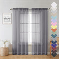 Lecloud Charcoal Grey Sheer Curtain Panels 72 Inch Length, Light Filtering Window Curtain Drapes Treatment for Living Room, Breathable Rod Pocket Sheer Curtains for Bedroom, 2 Panels, Each 40" Wx72 L