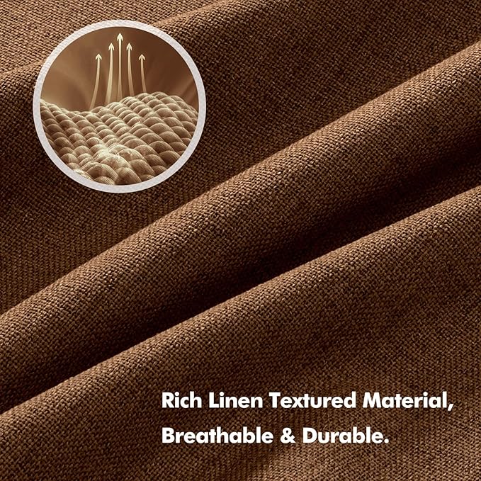 MIULEE 100% Blackout Linen Curtains for Bedroom, Brown Solid Luxury Decor Thermal Insulation Room Darkening Drapes for Living Room Nursery Back Tab Rod Pocket 42 x 96 Inches, 2 Panels