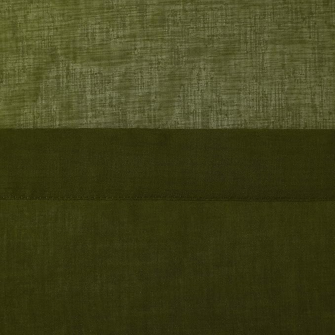 DWCN Olive Green Sheer Curtains Semi Transparent Voile Rod Pocket Curtains for Bedroom and Living Room, 42 x 54 inches Long, Set of 2 Panels
