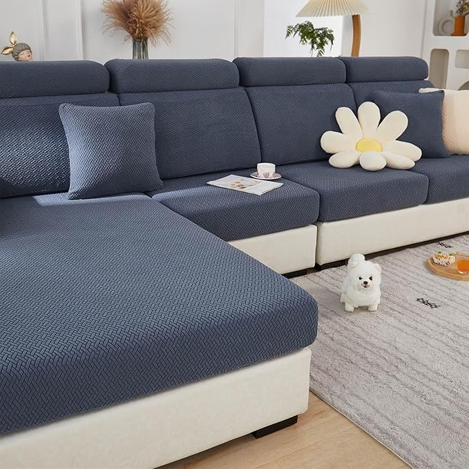 Sofa Covers Couch Covers for Sofa Pet Friendly Couch Cushion Covers Universal Sofa Covers Washable Stretch Slipcovers for Sectional Sofa (Texture Metal Gray,Back Cover L)