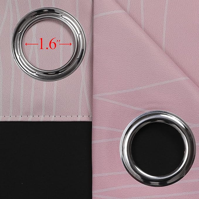 Estelar Textiler Sage and Pink Blackout Curtains 45 Inch Length, Light Blocking Gradient Drapes for Kitchen, Thermal Insulated Grommet Ombre Curtains for Bathroom,52Wx45L,2 Panels