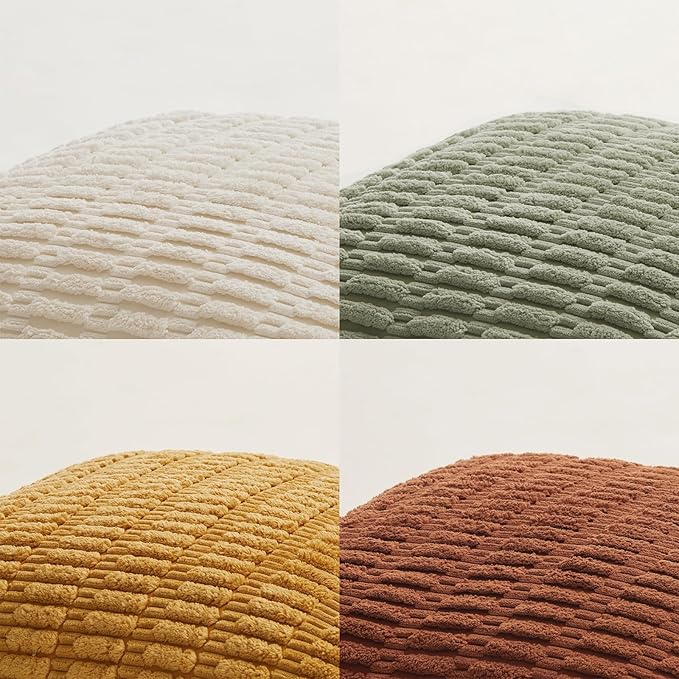 Fancy Homi 4 Packs Fall Boho Long Lumbar Decorative Throw Pillow Covers 16x24 Inch for Couch Bed Sofa, Aesthetic Modern Farmhouse Home Decor, Soft Striped Corduroy Rectangle Cushion Case 40x60 cm
