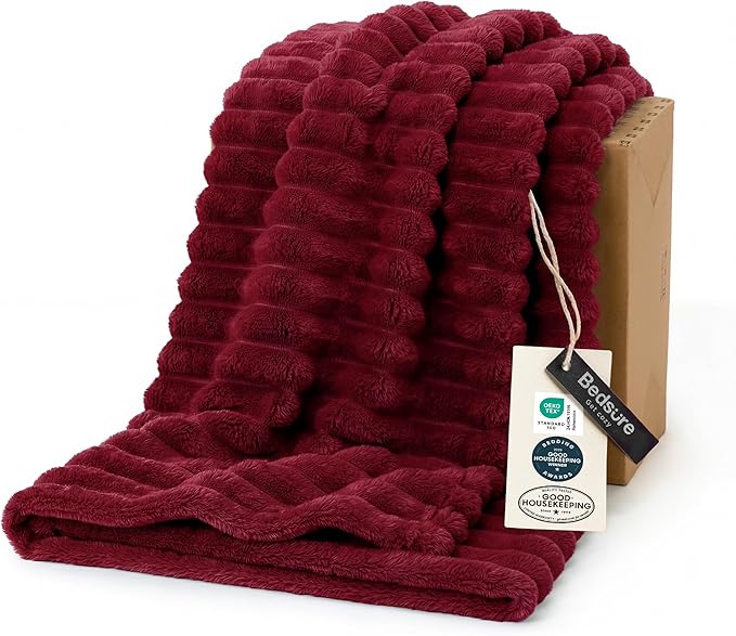 Bedsure GentleSoft Red Blanket for Couch - Cozy Soft Blankets for Women, Cute Small Throws for Girls, 50x60 Inches