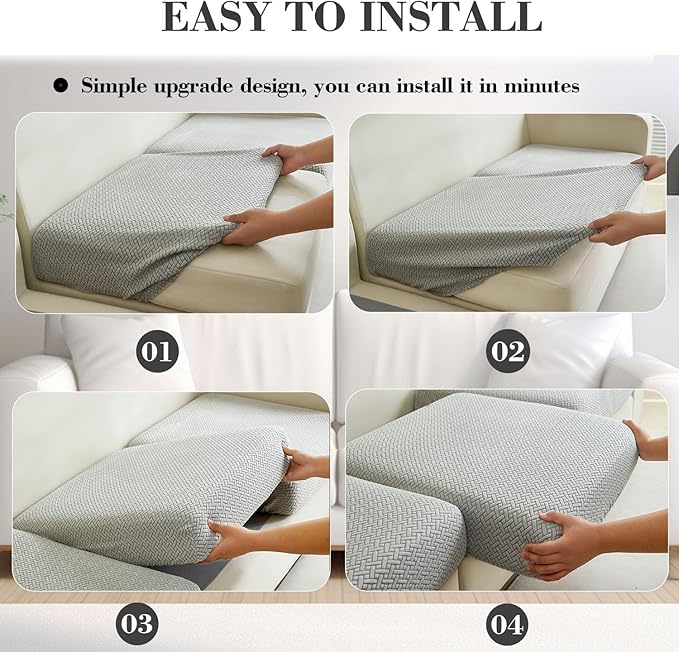 Sofa Covers Couch Covers for Sofa Pet Friendly Couch Cushion Covers Universal Sofa Covers Washable Stretch Slipcovers for Sectional Sofa (Texture Light Gray, 2 Seats + Chaise Cover)