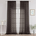 Chyhomenyc Extra Long Chocolate Sheer Curtains 108 Inch Length 2 Panels Set, Light Filtering Tufted Textured Soft Airy Rod Pocket Gentle Leaf Window Treatment Drapes for Living Room, 52"Wx108"L, 2PCS