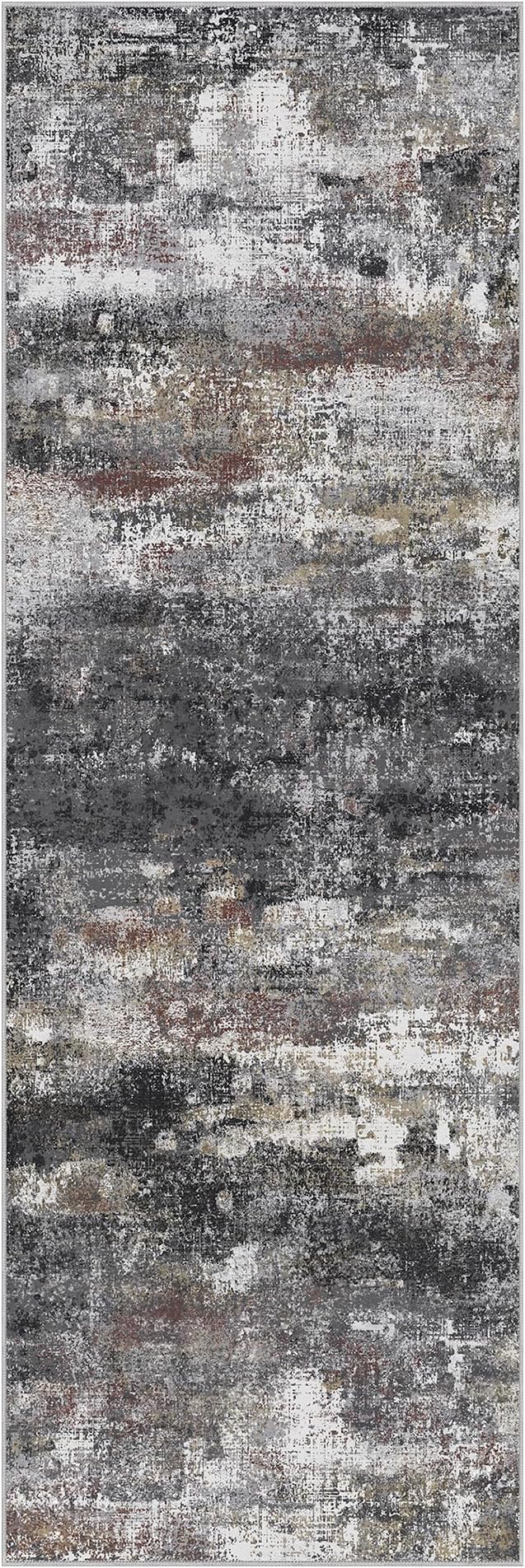 BEIMO Runner Rug for Hallway Kitchen 2x8 Machine Washable Runners Rug for Entryway, Dark Gray Soft Modern Abstract Throw Rugs, Floor Carpet with Non Slip Rubber Backing