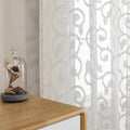 OWENIE Furman Ivory Sheer Curtains 45 Inch Length 2 Panels Set for Living Room Bedroom Bathroom Window, Airy Jacquard Clip Short Curtains for Small Window, 2 Pcs Each 40Wx45L inch