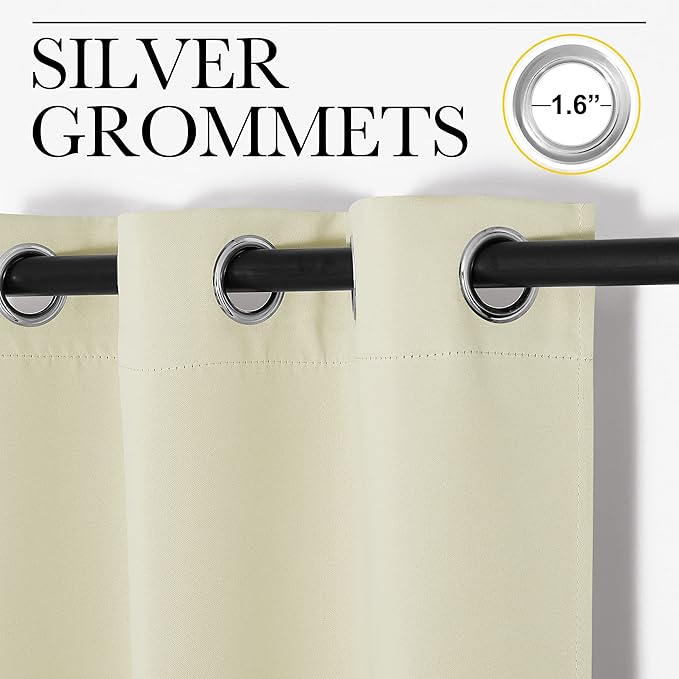 NICETOWN Room Darkening Curtain Panels for Cafe, Thermal Insulated Grommet Room Darkening Draperies/Drapes for Window (Beige, 2 Panels, W55 x L68 -inch)