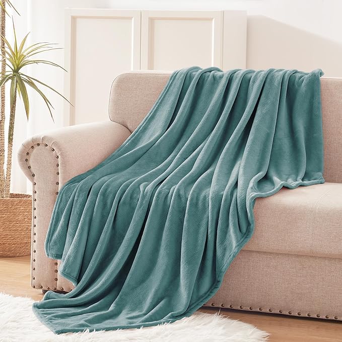 Exclusivo Mezcla Fleece Throw XL Blanket for Couch, Sofa, Super Soft and Warm Celadon Blankets, All Season, Cozy, Plush, Lightweight, 50x70 Inches