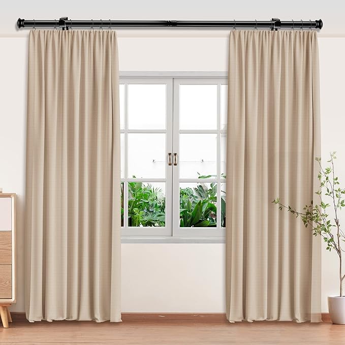 Standard Decorative Window Curtain Rods 30 to 88 Inch,5/8 Inch Diameter Small Curtain Rod Set, Heavy Duty Drapery Rods with Brackets Black