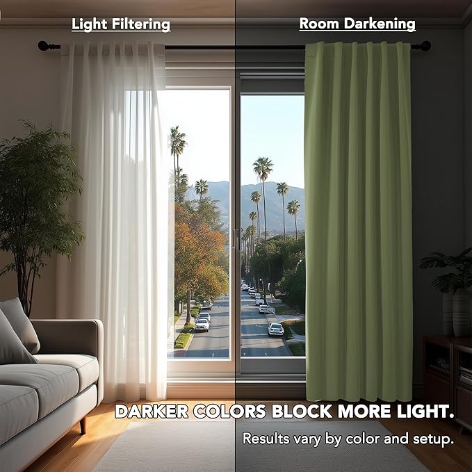 Deconovo Blackout Curtains, Thermal Insulated, W52 x L54 2 Panels, Back Tab, Machine Washable, Room-Darkening Drapes for Bedroom/Living Room Sage Green